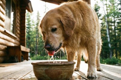 Hund trinkt viel